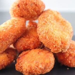 crispy chicken nuggets stacked