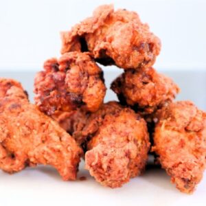 Crispy homemade fried chicken stacked